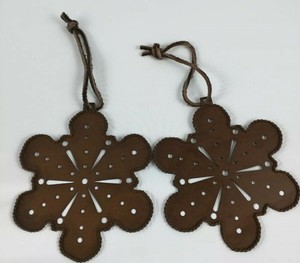 Western Cowboy Christmas Ornaments Painted Rusty Metal Lot Of 2