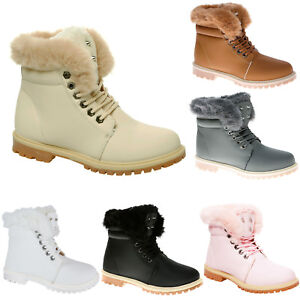 LADIES ANKLE BOOTS WOMENS FUR LINED 