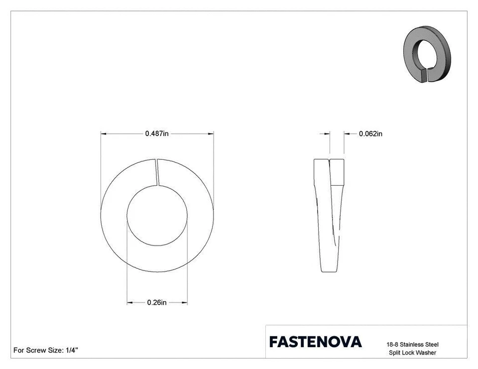 Arandelas de bloqueo dividido medio de 1/4" de acero inoxidable Foto 2 de 2