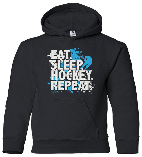 Eat Sleep Hockey Repeat Youth Hoodie Sweatshirt Ice Sport Team Player