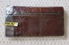 VTG NOS Genuine Eel Skin Clutch Wallet Card ID Window Purse Brown