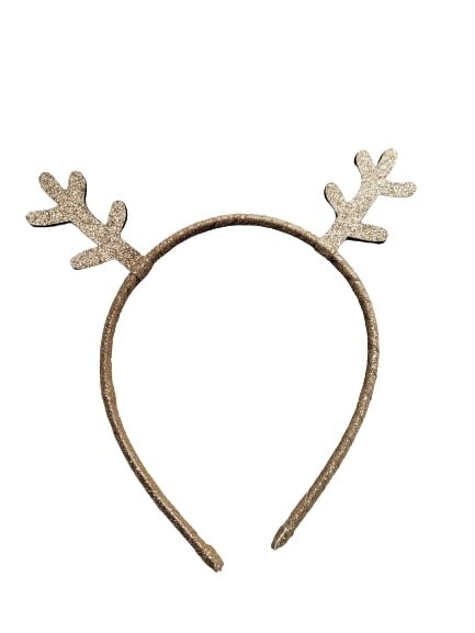 NEW Child Size Gold Glitter Reindeer 1cm Wide Aliceband Fancy Dress Christmas