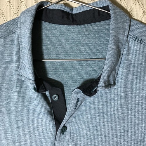 Lululemon Polo Shirt Men Sz M/L Green Stretch Performance Wicking Golf Evolution - Picture 5 of 5