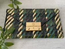 TORY BURCH SAWYER PLAID ENVELOPE WALLET CLUTCH