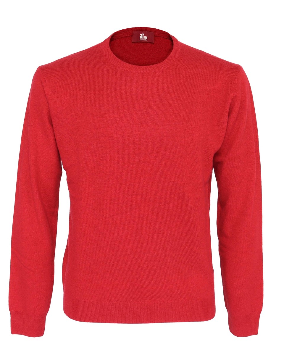 NWT EZZELINO SWEATER wool cashmere crewneck red 2-ply luxury Italy