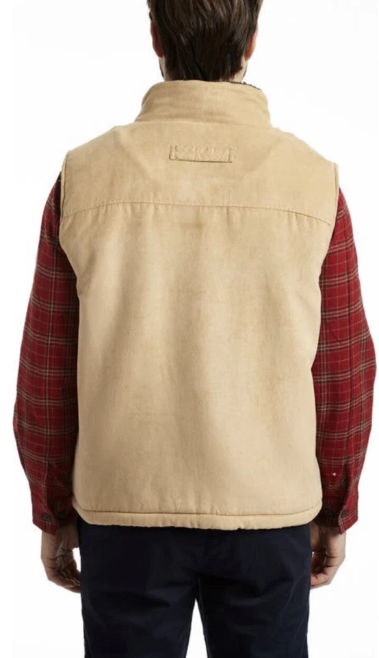 Rainforest Mens Faux Micro Suede Faux Shearling Lined Tan Vest sz XL NEW - Image 2 of 4