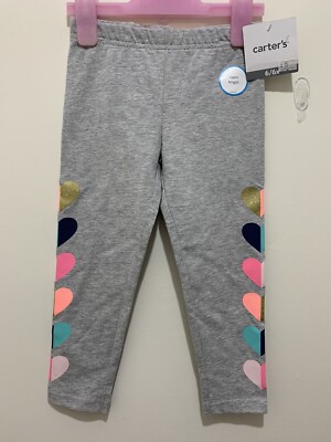 Neu Mädchen Carter's grau Liebesherzen Druck Capri Leggings 6 Jahre       