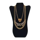Vintage Set of 3 Heavy Chunky Gold Tone Chains Bling Statement Costume Jewelry