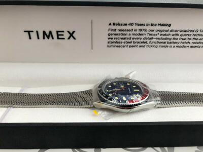 Brand New Timex Q Reissue Pepsi Stainless Steel Watch UK