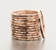 Stacking Ring 14K Rose Gold-Filled Hammered Texture Handcrafted Ring Single Ring