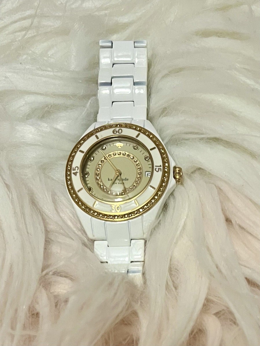 Kate Spade White & Gold Crystal Accent Bezel Bracelet  display picture 1
