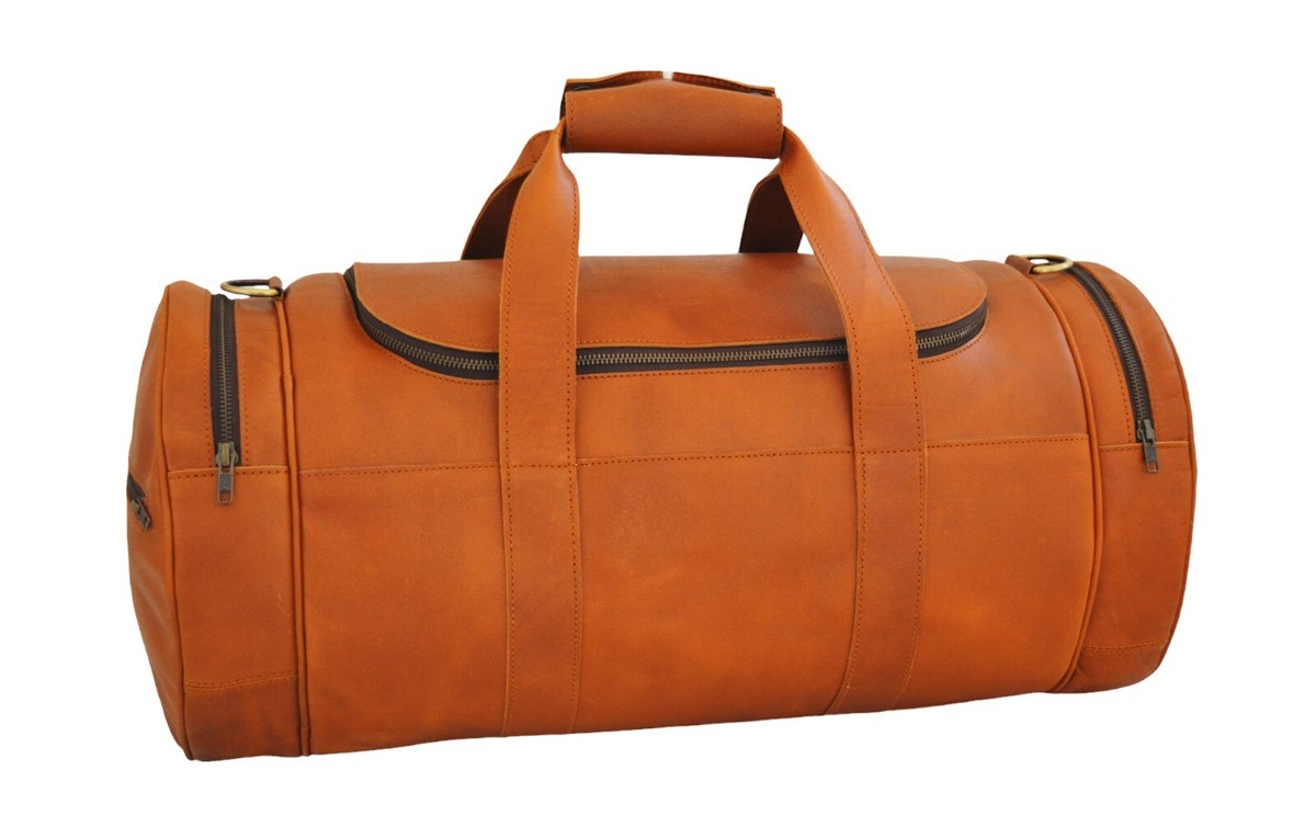 22 inch Handmade Leather Travel Duffle Gym Bag for Men Vintage