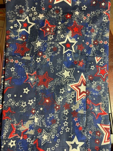 TAFFORD SCRUB TOP SIZES: XS, S, RED WHITE & BLUE PATRIOTIC STARS NWT NURSE CNA - Picture 8 of 17