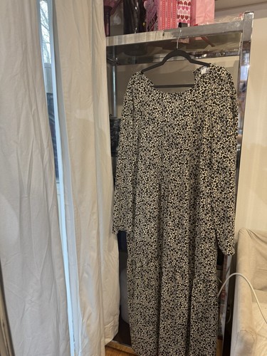 Asos Plus Size 20 Leopard Print Maxi Chiffon Long Sleeve Dress - Picture 2 of 7