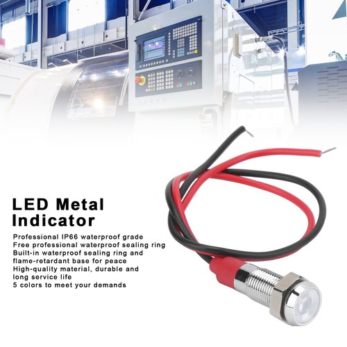 Indicateur LED étanche 10mm 220V AC/DC - Coque Cuivre Chromé, Lumière Douce Rouge - Pour Machines, Automatisation, éclairage Industriel