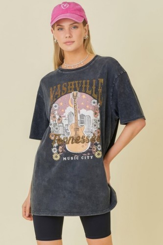 Damen-T-Shirts Washing Nashville Musikstadt Grafik - Bild 1 von 5