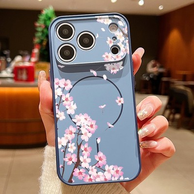 Magsafe Hülle für iPhone 17 Pro Max 16 15 14 13 Pfirsichblüte Magnetische Cover