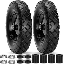 Upgraded 16 Flat Free Wheelbarrow Wheels And Tires 4.804.00-8 Solid Tires Wi