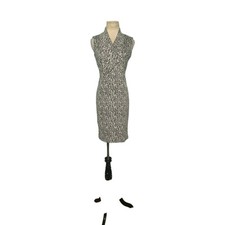 Calvin Klein black and white print shawl collar sheath dress size 2