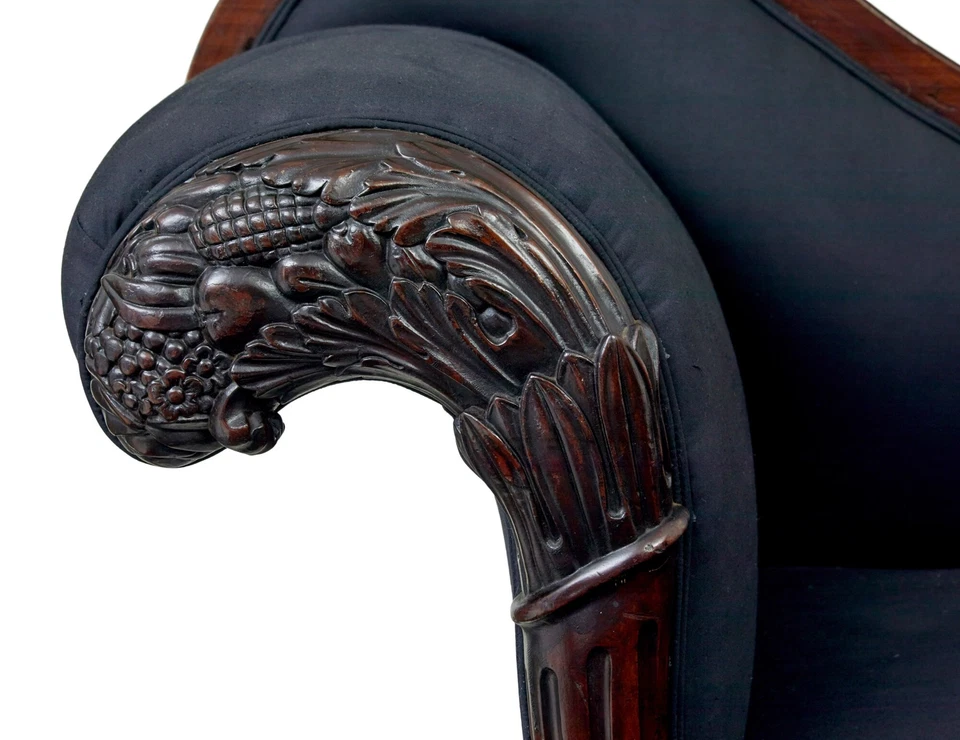 19TH CENTURY WILLIAM IV CARVED MAHOGANY CHAISE LONGUE - Image 3 of 4