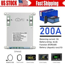 JK Smart BMS 4S-8S 200A Active Balance 2A BMS LiFePo4 Li-ion BMS BT/RS485 lot US