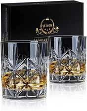 "Thick Bottom 10 oz Crystal Whiskey Tumbler Set - Vintage Rocks Glasses for Men