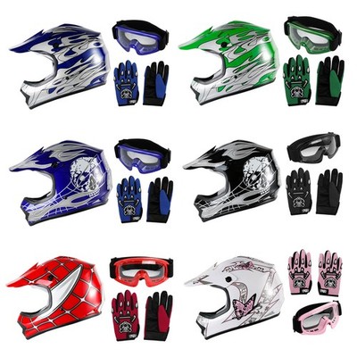 Youth Dirt Bike Helmets Goggles Gloves Kids ATV Full Face DOT Helmet S M L XL US