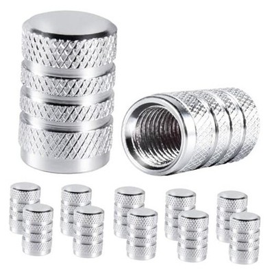 SenseYo 10 Pcs Tire Valve Stem Caps Covers, Aluminum Tire Air Cap Silver