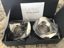 GEORG JENSEN LIVING COBRA COLLECTION TEALIGHT STAINLESS STELL CANDLE HOLDER SET