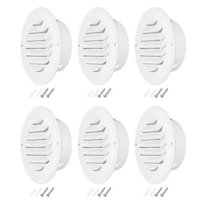 4 Inch Round Soffit Vent, 6pcs Stainless Steel Wall Vent Grille Cover, White