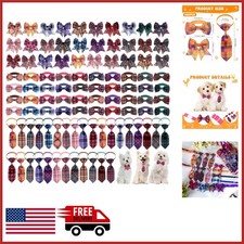 100 Pieces Dog Bow Tie Collar Set for Small Medium Pets Adjustable Ties