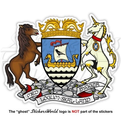 SHETLAND Greater Coat of Arms, Scotland Hjaltland, Scottish Vinyl Sticker, Decal
