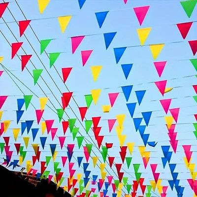 260ft 150pcs Flags Colorful Pennant Banner Flags Multicolor Bunting String Trian