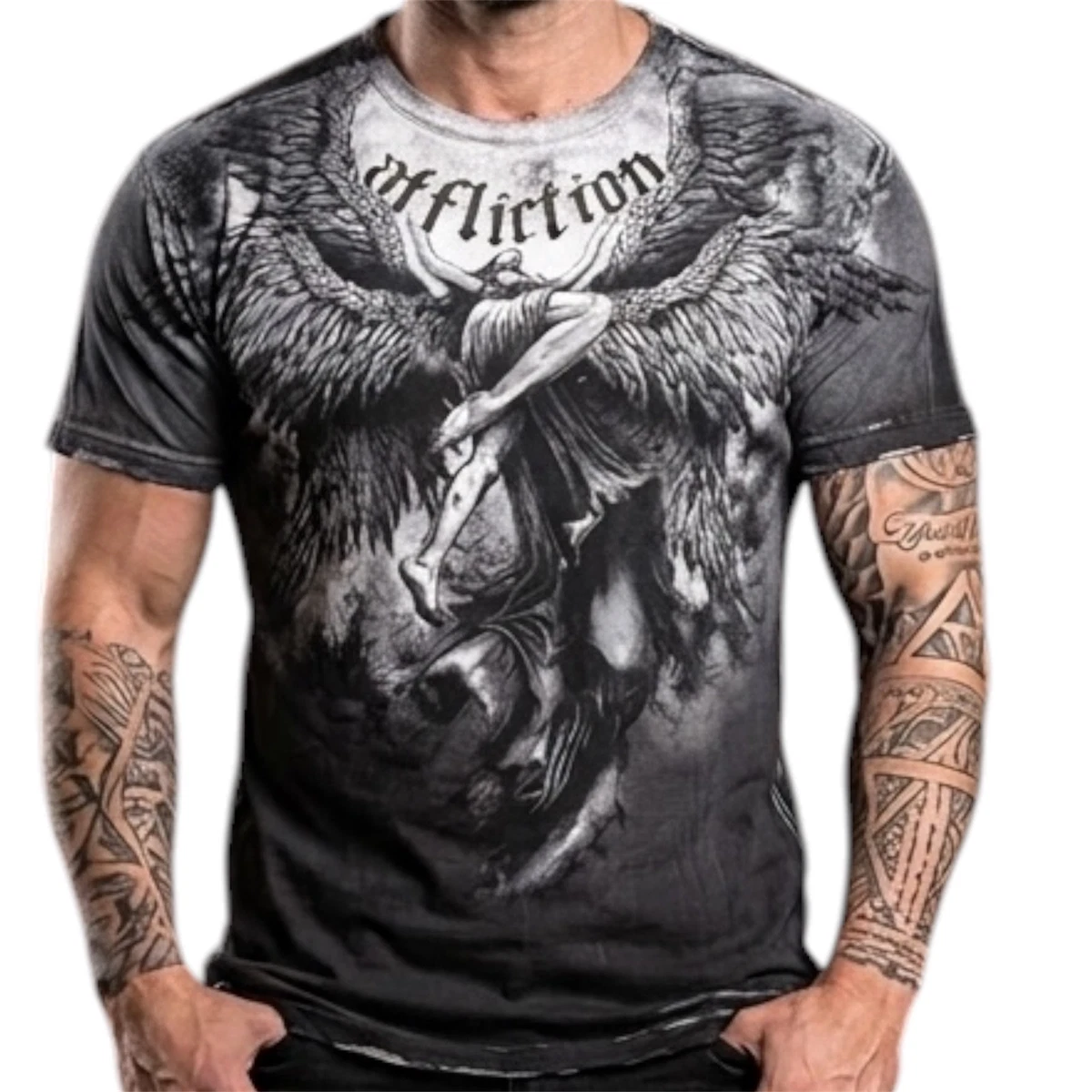 Affliction Pierced Heart T-Shirt - Women's T-Shirts in Doom Wash