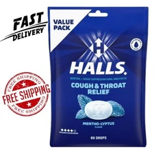 HALLS Relief Mentho-Lyptus Cough Drops, Economy Pack, 80 Drops