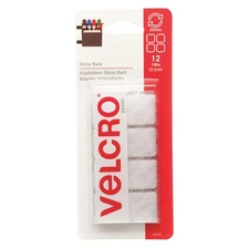 VELCRO BRAND 90073 Hook-and-Loop Fast, White, Square, PK12 6PXV3