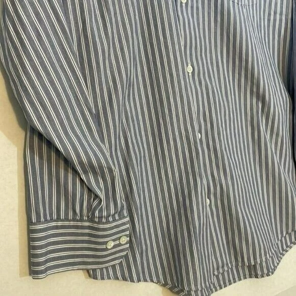 Banana Republic Mens Shirt, Cotton, Blue and White Stripe, Medium - Image 3 of 4