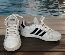 Adidas Grand Court 2.0 Tennis Sneaker White/Black Lace Youth Size 4
