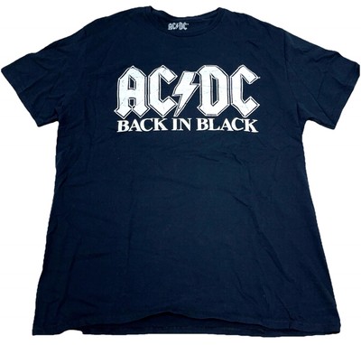 ACDC Shirt Men XL Black White Tee Band Tour Back In Black Concert Retro Adult