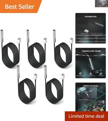 Accurate 10K NTC Temperature Sensors   1 Meter Waterproof Probes (Set of 5)