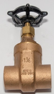 NOS PGL Corp 1-1/4in Brass 125 S 250 WOG Gate Valve SWT x SWT