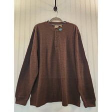 NEW LL Bean Mens Brown Long Sleeve Thick Henley Cotton Knit Sweater Large Cozy