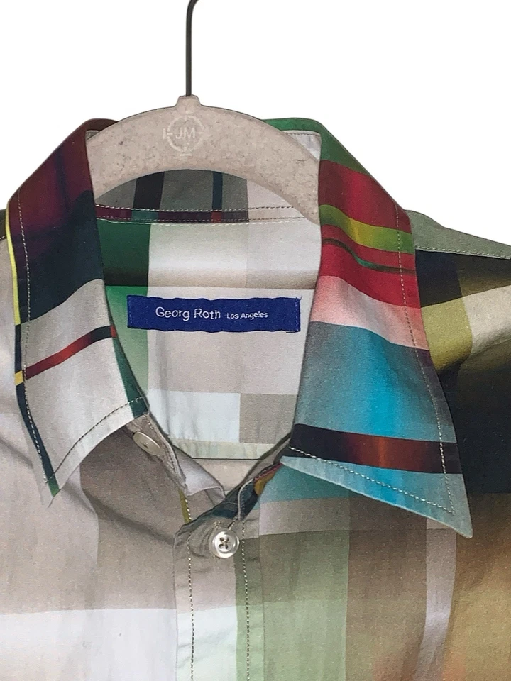 Georg Roth Shirt Mens Large Abstract Multicolor Long Sleeve Button Up Flip Cuff - Image 3 of 4