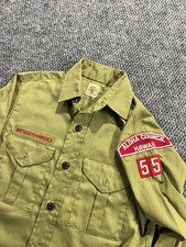 Vintage Boys Scout Of America Hawaii Patch Longsleeve Shirt Size S/M Olive Green