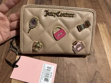 Juicy Couture Pecan Juicy Girls Only Medium Tab ZA Wallet Charm Accents NWT
