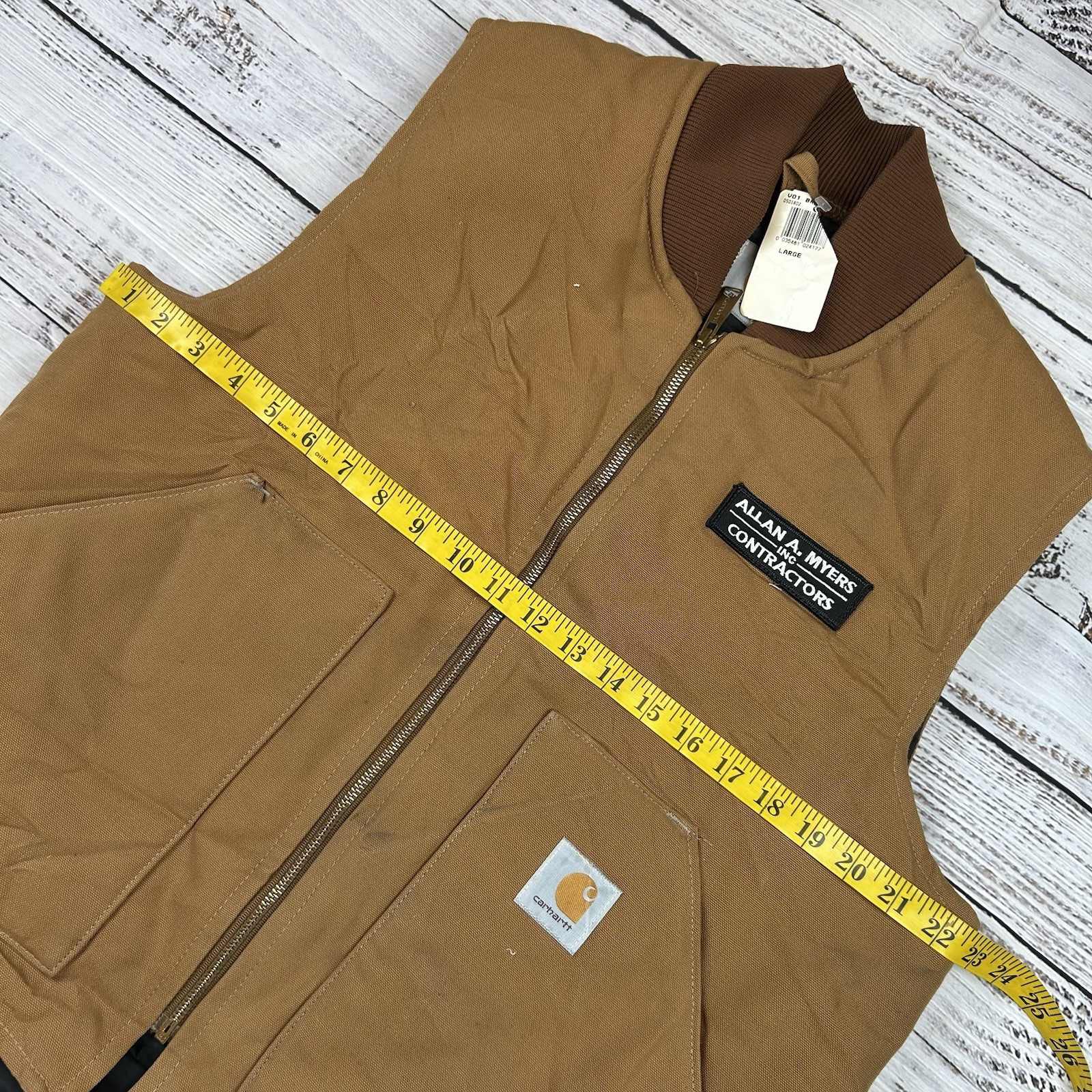 NWT VTG Carhartt Vest Mens Large Quilted Canvas 90s V01 BRN USA Union Flaws image 3