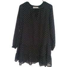 Ann Taylor LOFT Dress Women’s M Black White Tiered Babydoll Lined Summer Cruise