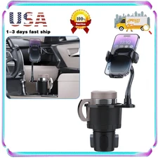 2 In 1 Car Cup Phone Holder With 360° Rotating Gooseneck And Adjustable Base