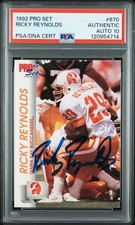 1992 Pro Set #670 Ricky Reynolds Autograph Card PSA 10 Tampa Bay Bucs RARE
