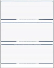 50 Blank Check Paper - 3 On Page Business Computer Checks, Steel Blue Pinstripe